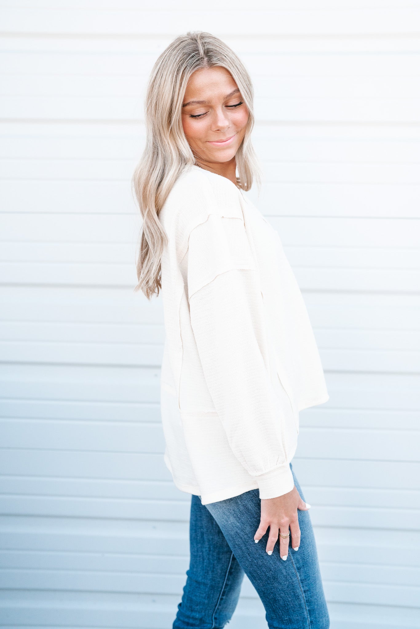 Marnie Textured Long Sleeve - Cream