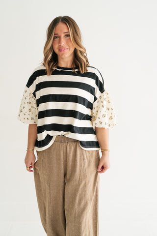 Quiet Confidence Striped Short Sleeve Top