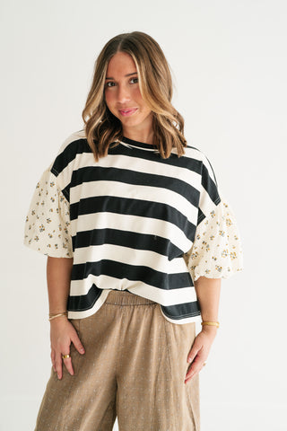 Quiet Confidence Striped Short Sleeve Top