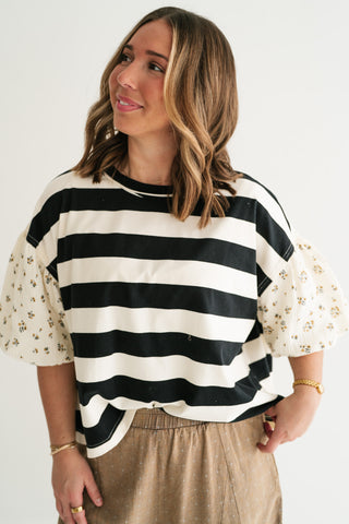 Quiet Confidence Striped Short Sleeve Top