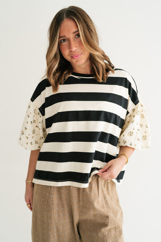 Quiet Confidence Striped Short Sleeve Top
