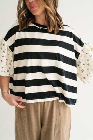Quiet Confidence Striped Short Sleeve Top