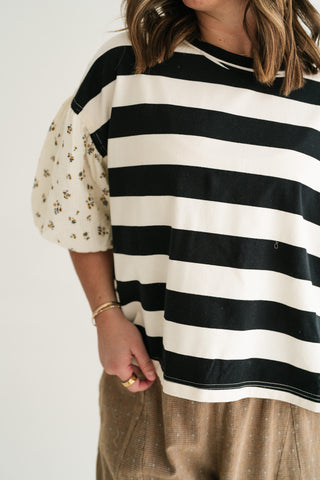 Quiet Confidence Striped Short Sleeve Top