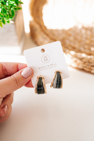 Gold and Black Tortoise Hoop Earring