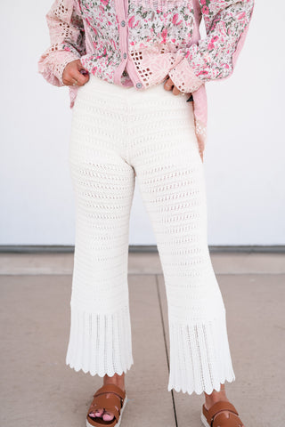Weekend Retreat Crochet Flare Wide-Leg Pants