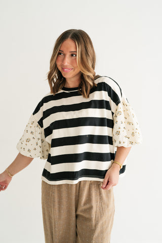 Quiet Confidence Striped Short Sleeve Top