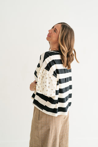 Quiet Confidence Striped Short Sleeve Top