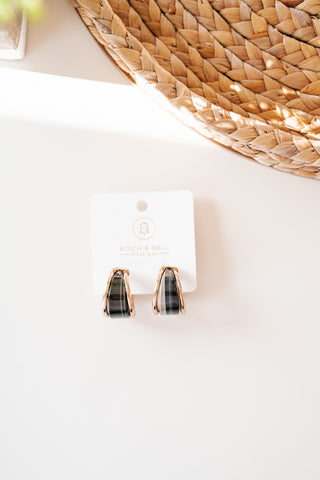 Gold and Black Tortoise Hoop Earring