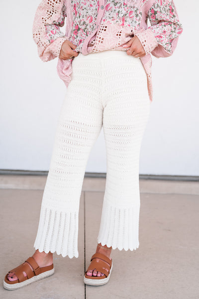 Weekend Retreat Crochet Flare Wide-Leg Pants