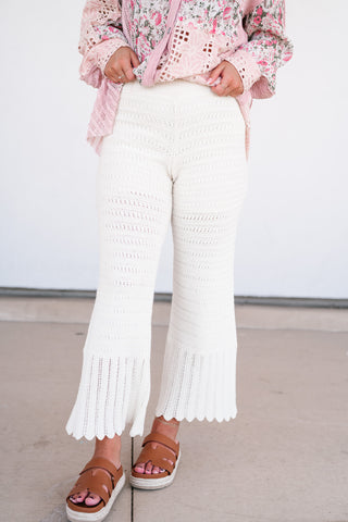 Weekend Retreat Crochet Flare Wide-Leg Pants