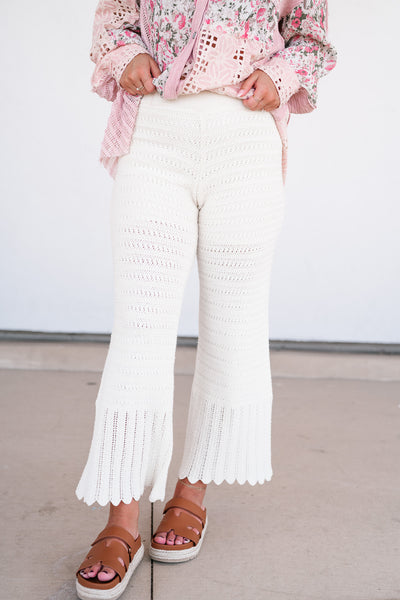 Weekend Retreat Crochet Flare Wide-Leg Pants