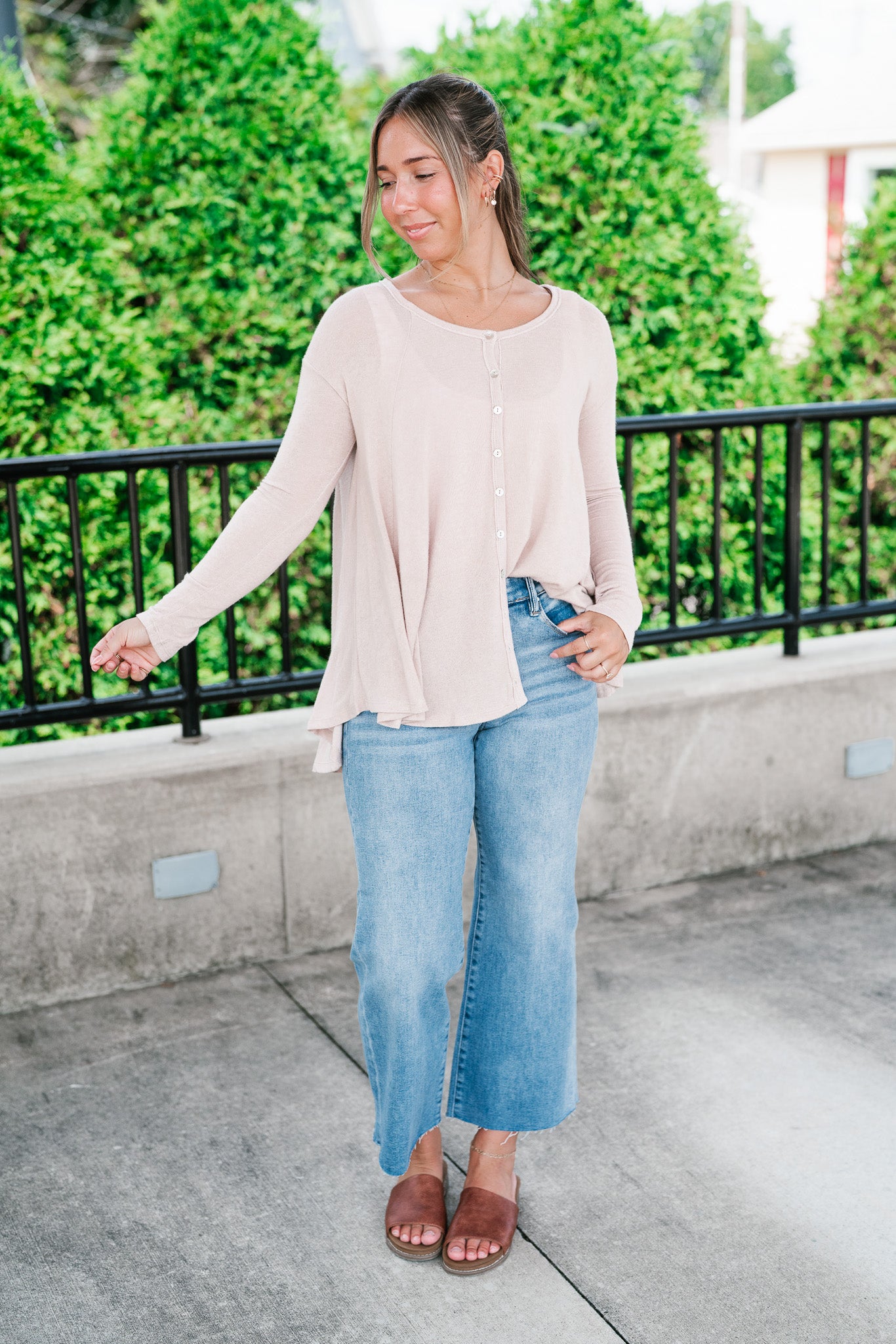 Heathered Haze Button Down Top