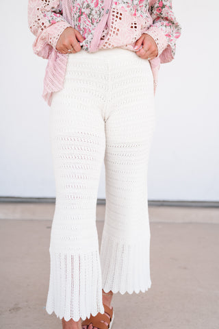 Weekend Retreat Crochet Flare Wide-Leg Pants
