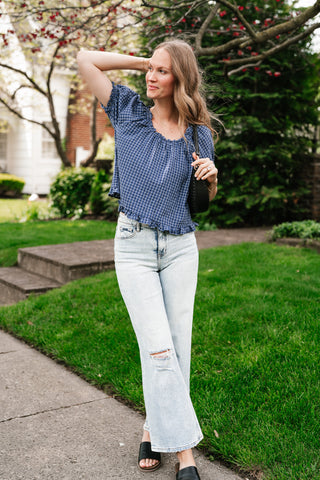 Cottage Lane Gingham Short Sleeve Top