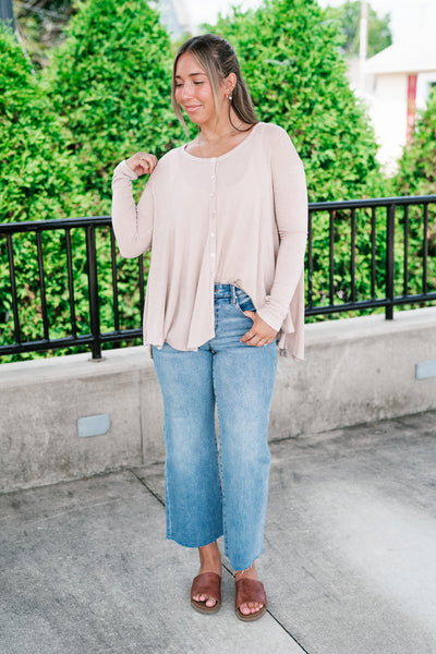 Heathered Haze Button Down Top
