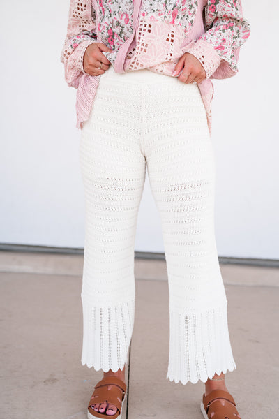 Weekend Retreat Crochet Flare Wide-Leg Pants