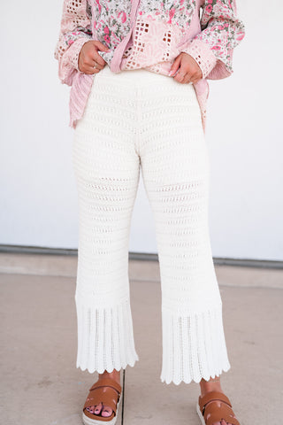 Weekend Retreat Crochet Flare Wide-Leg Pants