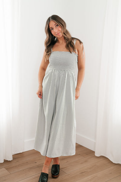 Hold Me Close Pinstriped Maxi Dress