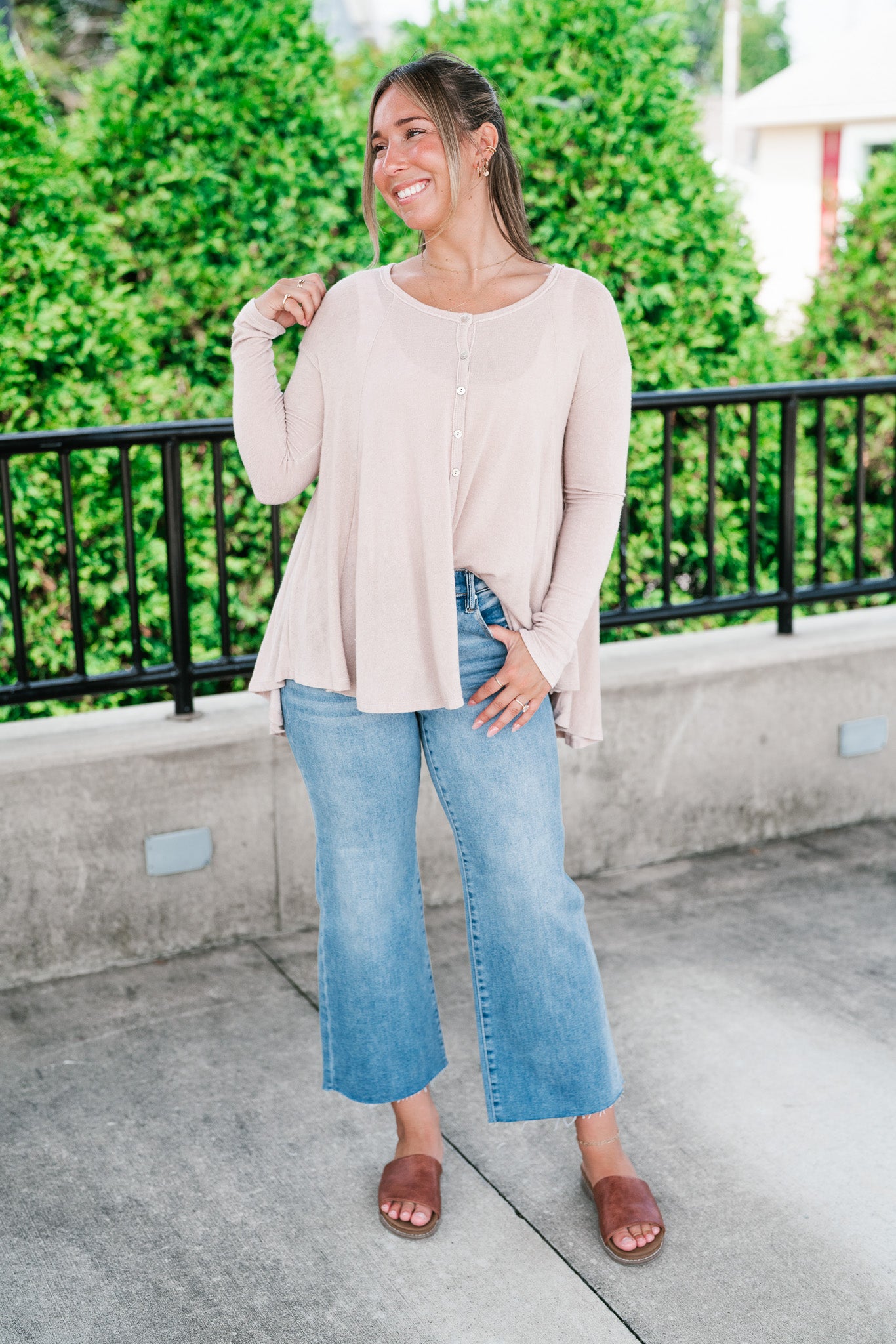 Heathered Haze Button Down Top