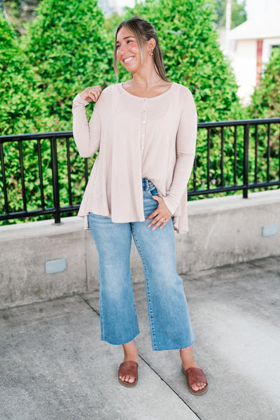 Heathered Haze Button Down Top
