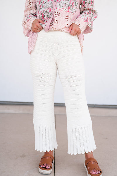 Weekend Retreat Crochet Flare Wide-Leg Pants