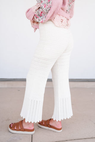 Weekend Retreat Crochet Flare Wide-Leg Pants