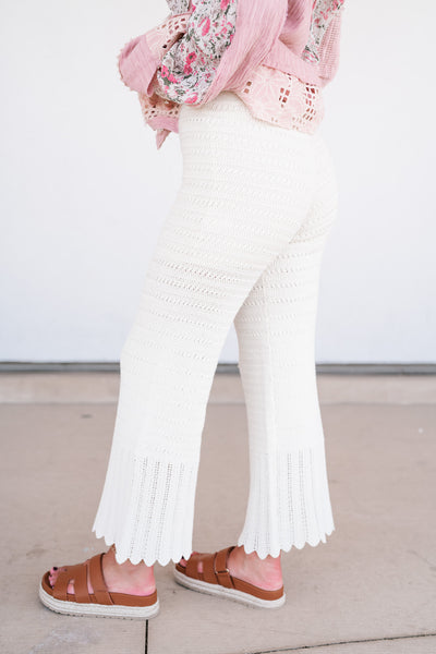 Weekend Retreat Crochet Flare Wide-Leg Pants