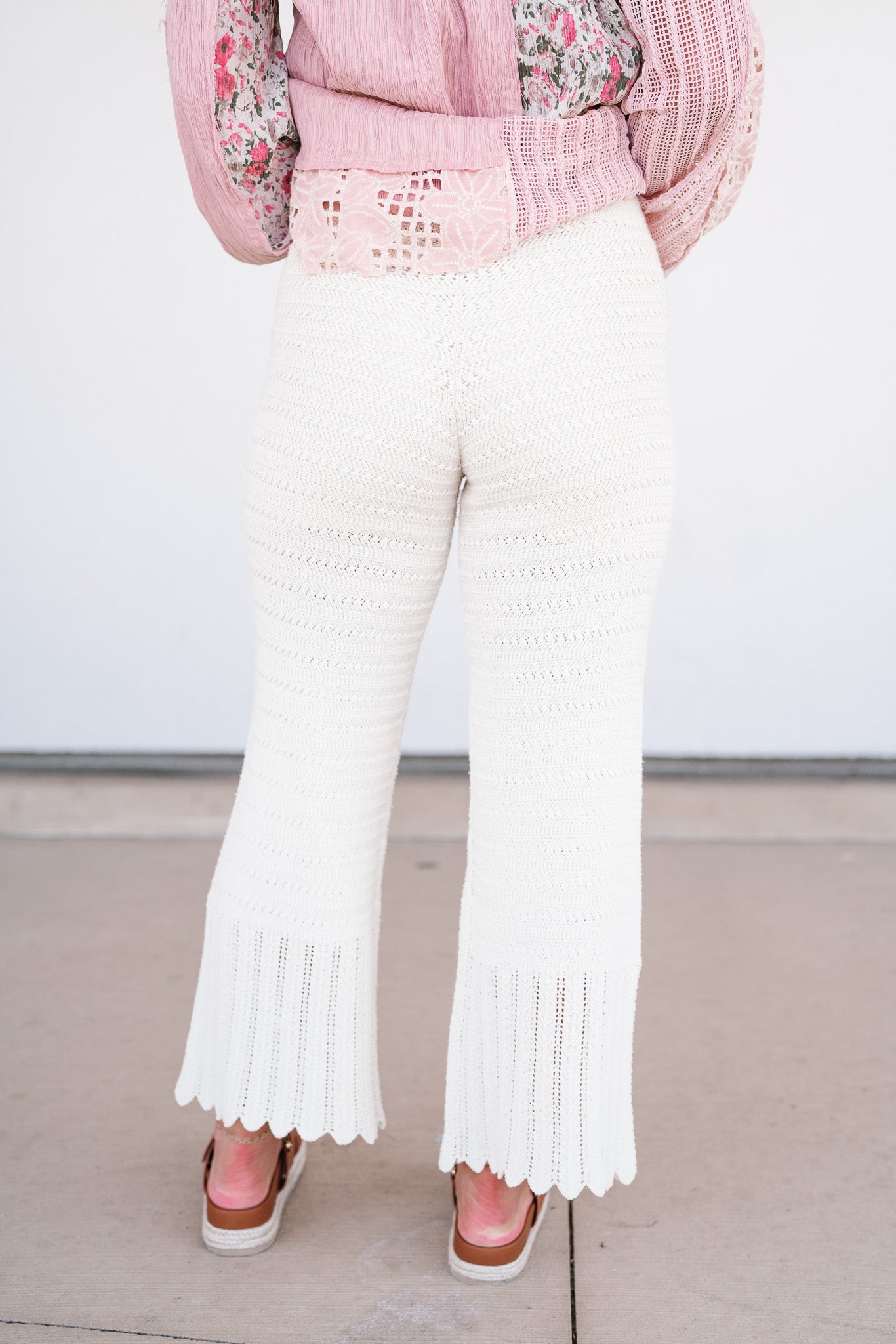 Weekend Retreat Crochet Flare Wide-Leg Pants