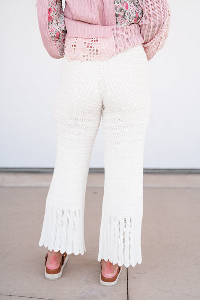Weekend Retreat Crochet Flare Wide-Leg Pants