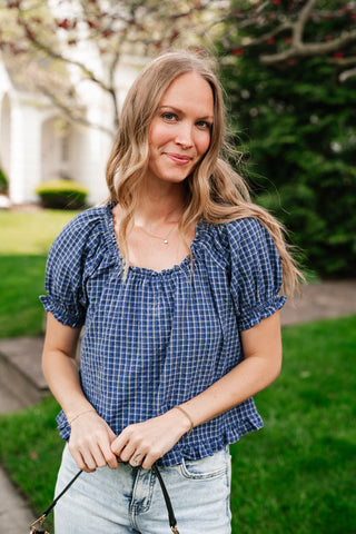 Cottage Lane Gingham Short Sleeve Top