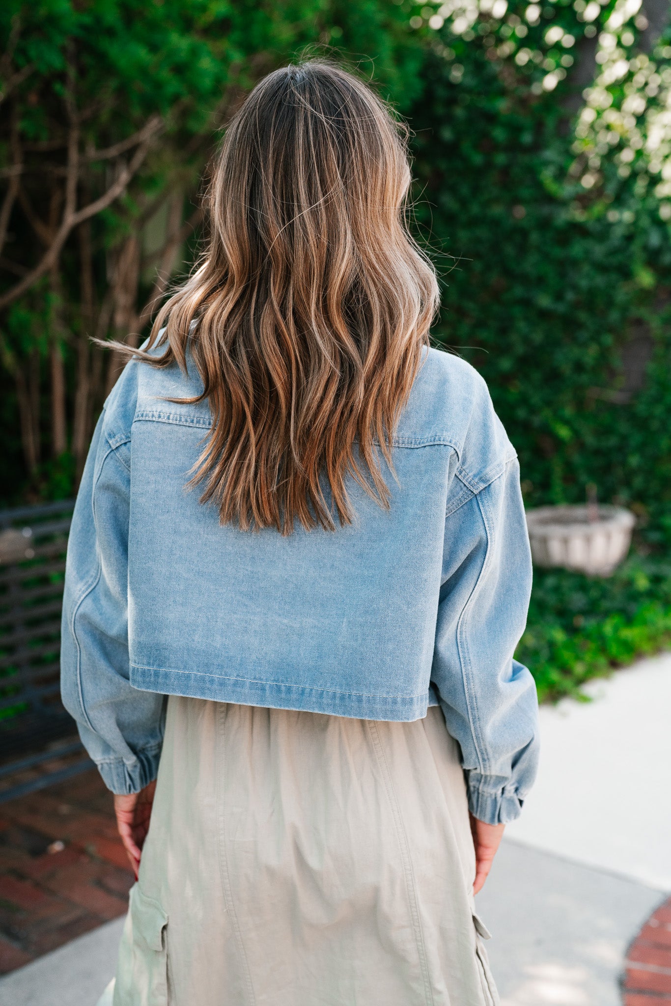 Iris Cropped Bomber Denim Jacket