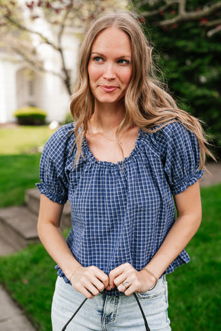 Cottage Lane Gingham Short Sleeve Top