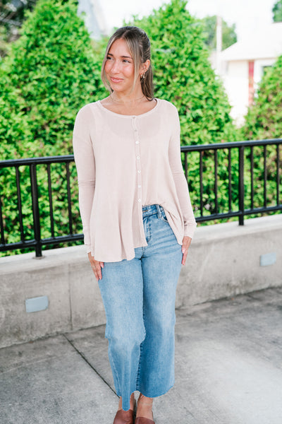 Heathered Haze Button Down Top
