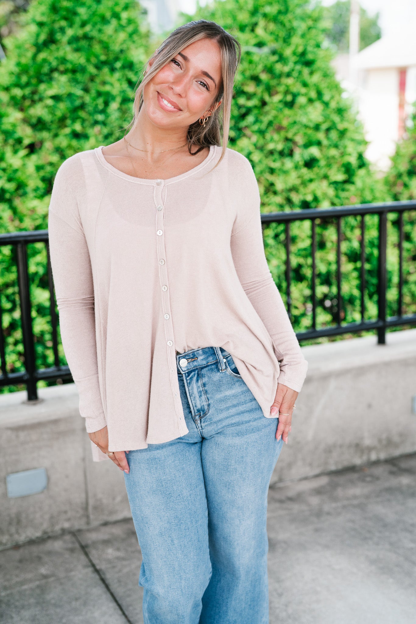 Heathered Haze Button Down Top