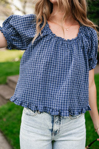 Cottage Lane Gingham Short Sleeve Top