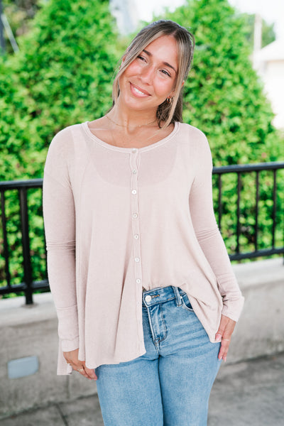 Heathered Haze Button Down Top
