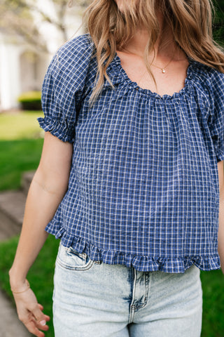 Cottage Lane Gingham Short Sleeve Top