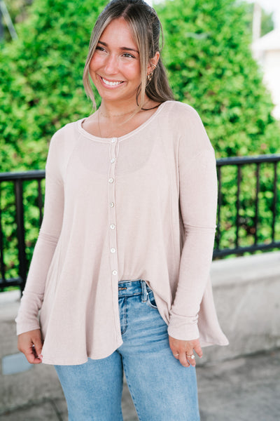 Heathered Haze Button Down Top