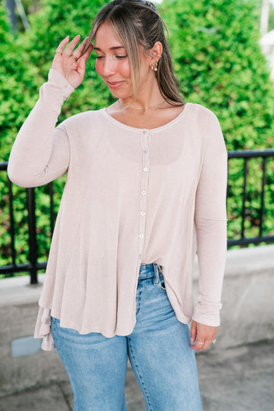 Heathered Haze Button Down Top