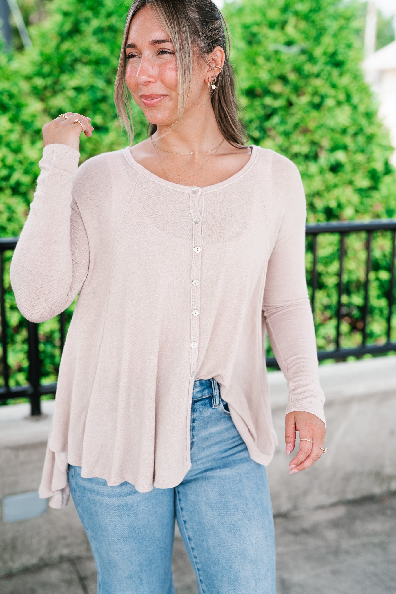 Heathered Haze Button Down Top