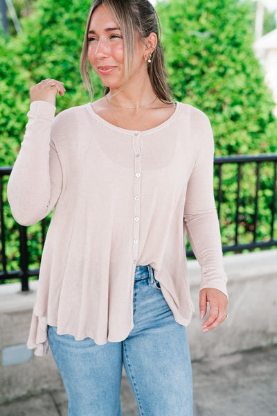Heathered Haze Button Down Top