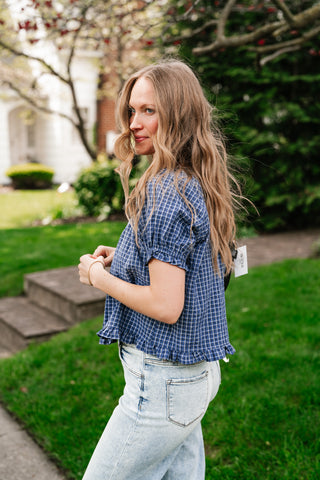 Cottage Lane Gingham Short Sleeve Top