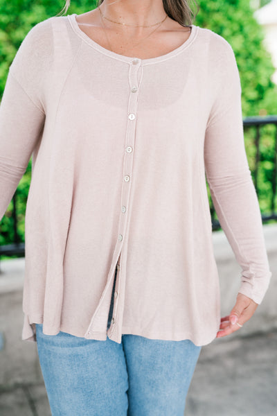Heathered Haze Button Down Top