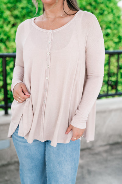 Heathered Haze Button Down Top
