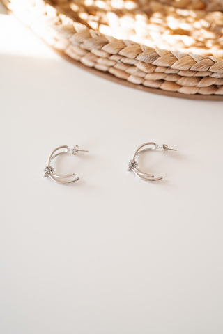 Silver Knotted Hoop Earrings