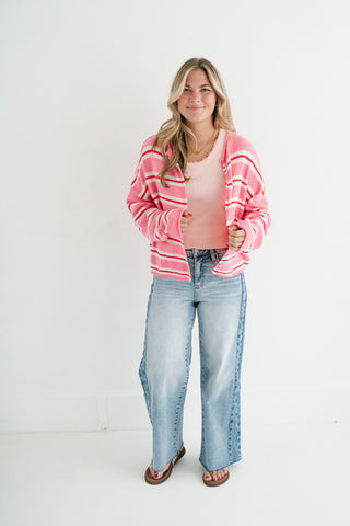 Petal Striped Knit Cardigan