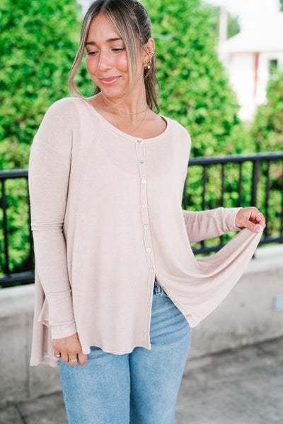 Heathered Haze Button Down Top