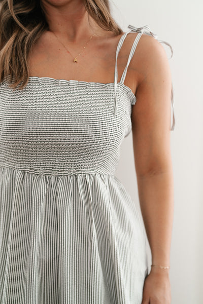 Hold Me Close Pinstriped Maxi Dress