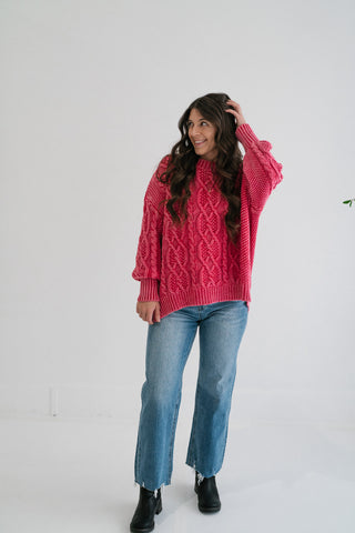 Rory Cable Knit Sweater - Red