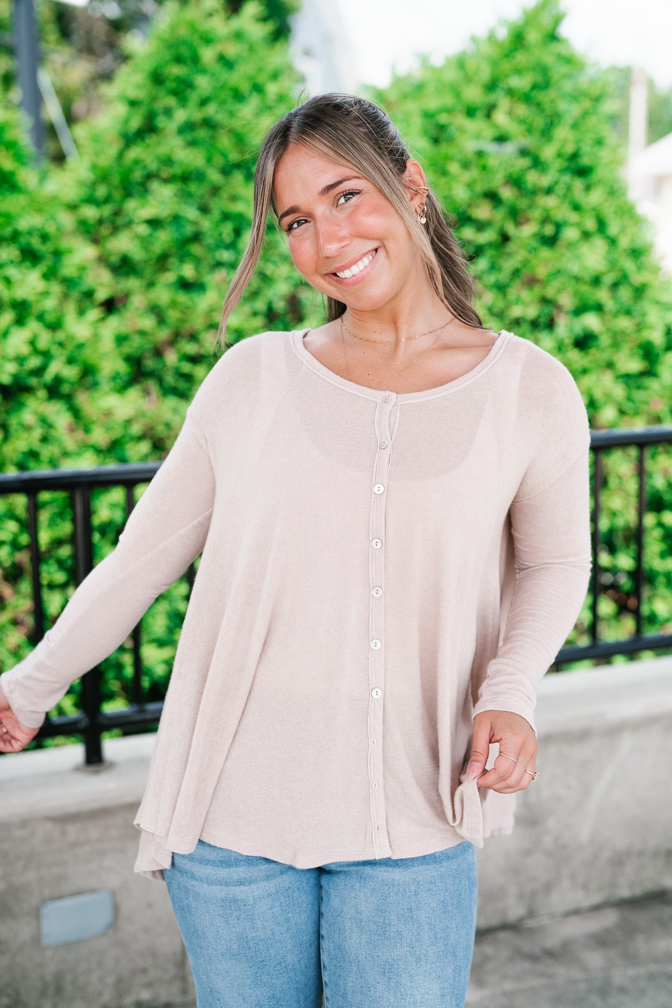 Heathered Haze Button Down Top
